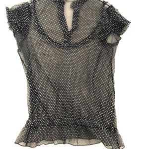 Black and white polka dot see through blouse
